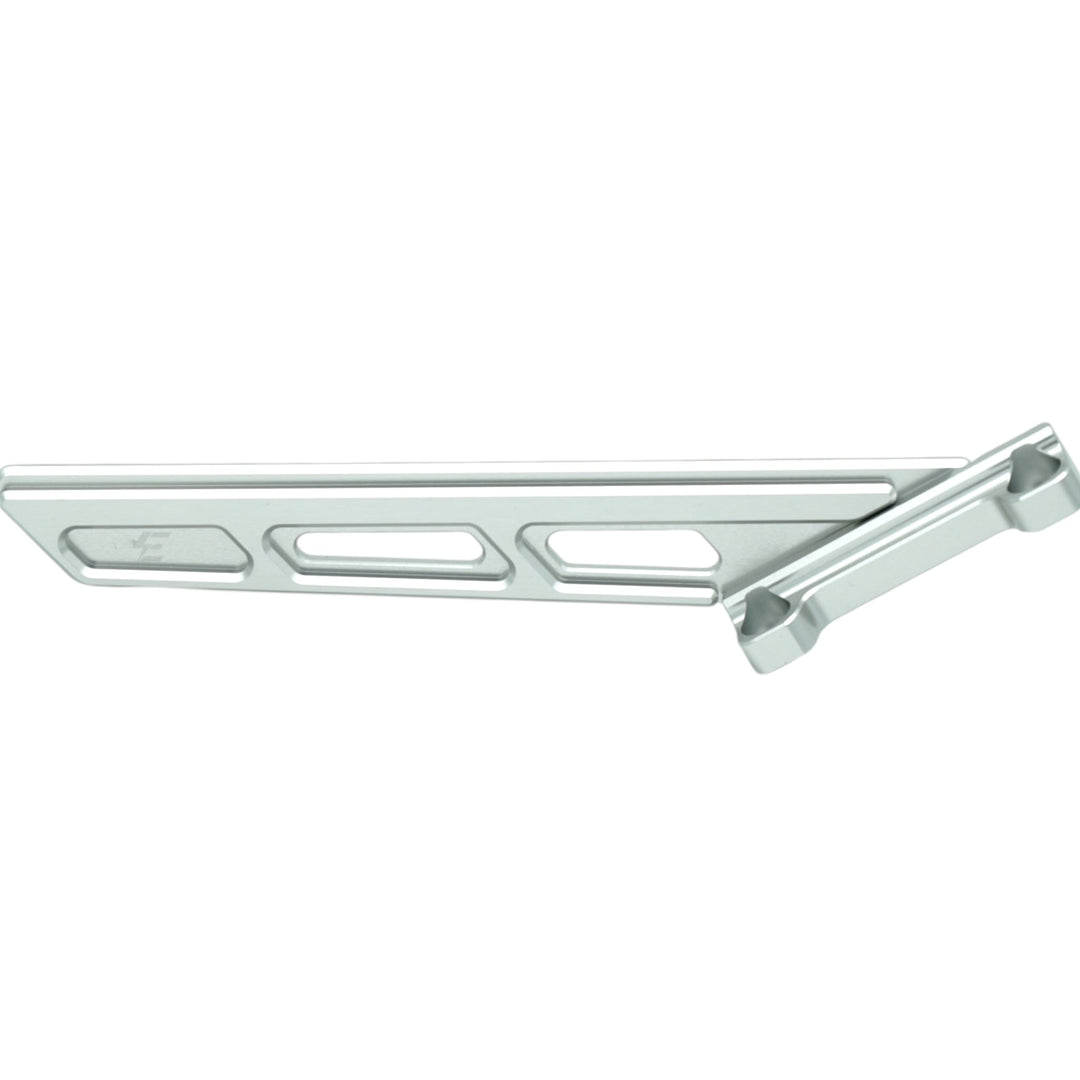 Silver anodized chain guard for Surron electric bike, lightweight aluminum