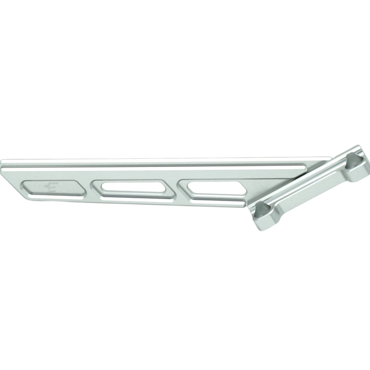 Silver anodized chain guard for Surron electric bike, lightweight aluminum