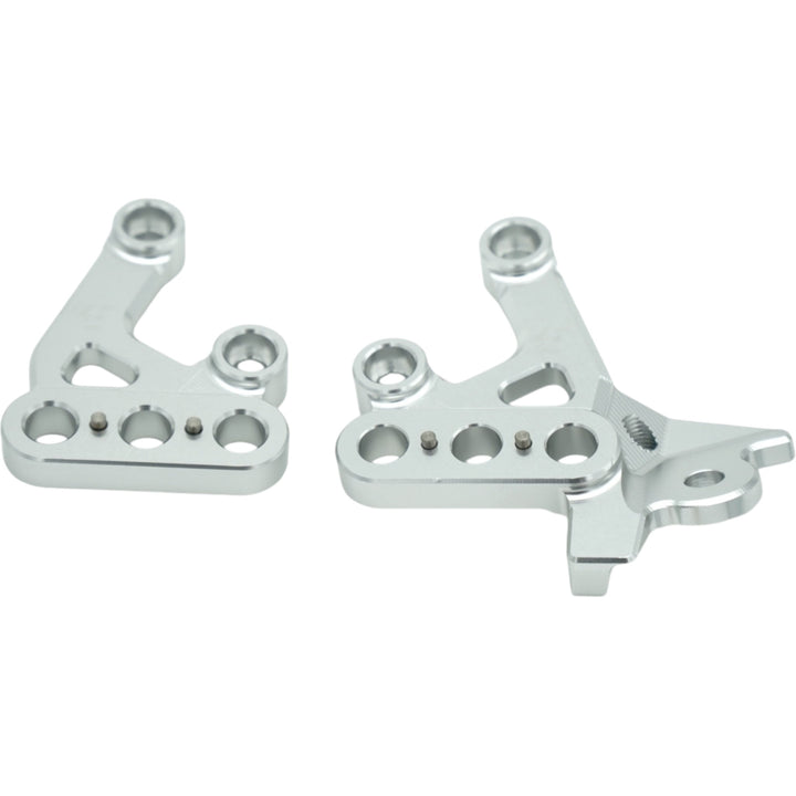 Silberne Fußrastenhalterung aus CNC-gefrästem Aluminium für Surron Lightbee & E-Ride
