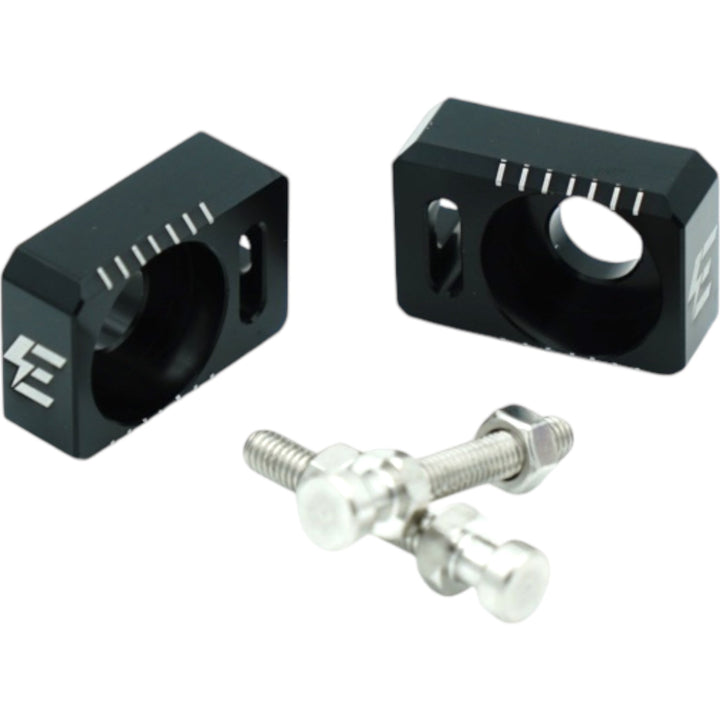 Schwarze CNC-Kettenspanner für E-Ride Pro SS aus Aluminium
